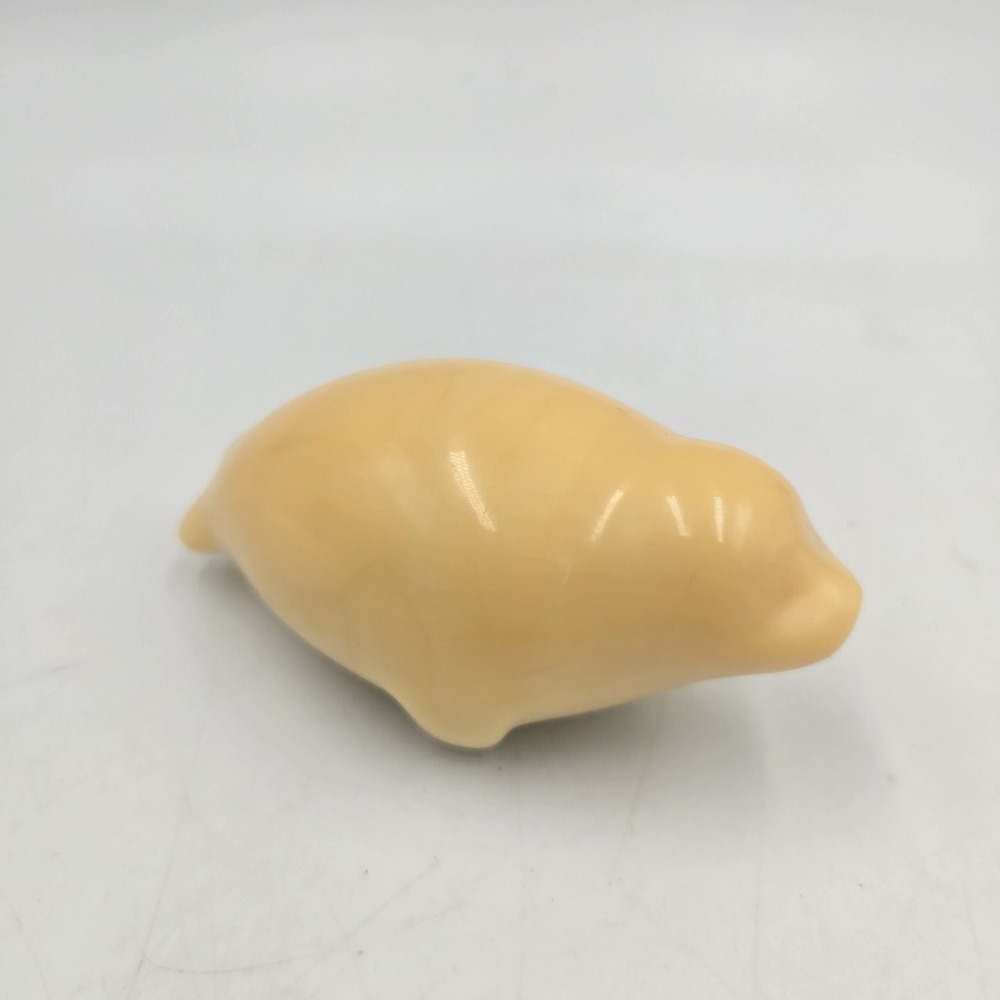 Vtg 1980s John Perry Signed Feely Sealy Baby Harp Seal Yellow Resin Ocean Life